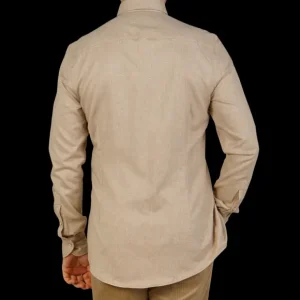 Stenströms Shirts | Beige Melange Cotton Flannel Slimline Bd Shirt