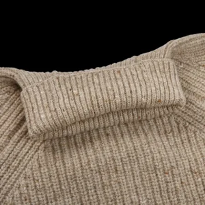 Inis Meain Knitwear | Beige Melange Wool Cashmere Boatbuilder Rollneck
