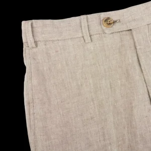 Hiltl Trousers | Beige Washed Linen Regular Fit Chinos