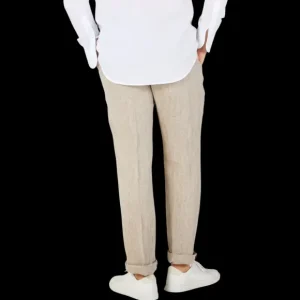 Hiltl Trousers | Beige Washed Linen Regular Fit Chinos