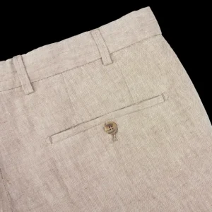 Hiltl Trousers | Beige Washed Linen Regular Fit Chinos
