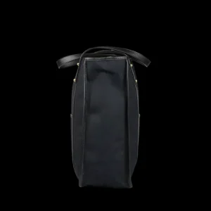 Frank Clegg Tote Bags | Black Canvas Tumbled Leather Market Tote Bag