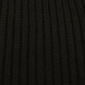 William Lockie Beanies | Black Cashmere Ribbed Short Beanie
