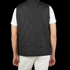 Taion Outerwear | Black Nylon Down V-Neck Button Vest