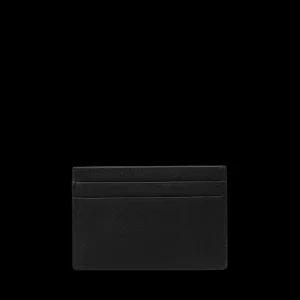 Smythson Wallets | Black Panama Leather Flat Card Holder