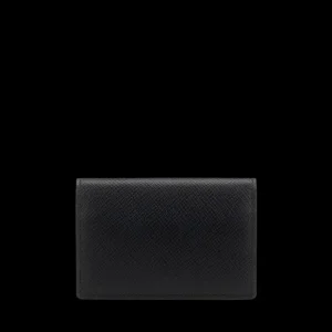 Smythson Wallets | Black Panama Leather Folded Card Case