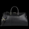Frank Clegg Weekend Bags | Black Tumbled Leather Hampton Travel Duffle