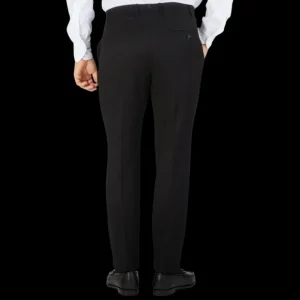 Berwich Trousers | Black Wool Flannel Flat Front Trousers