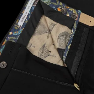 Berwich Trousers | Black Wool Flannel Flat Front Trousers