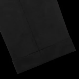 Berwich Trousers | Black Wool Flannel Flat Front Trousers