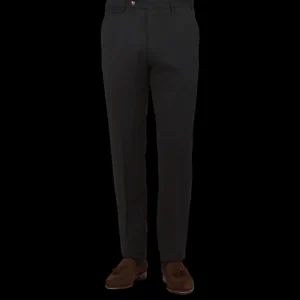 Berwich Trousers | Black Wool Flannel Flat Front Trousers