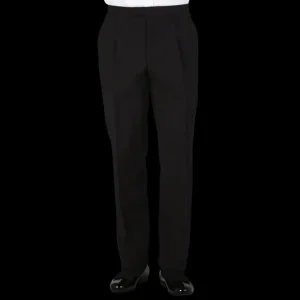 Baltzar Sartorial Trousers | Black Wool Mohair Tuxedo Pleated Trousers