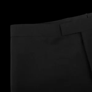 Baltzar Sartorial Trousers | Black Wool Mohair Tuxedo Flat Front Trousers
