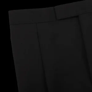 Baltzar Sartorial Trousers | Black Wool Mohair Tuxedo Pleated Trousers