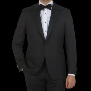 Canali Suits | Black Wool Peak Lapel Tuxedo Suit