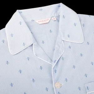 Derek Rose Loungewear | Blue Bee Motif Cotton Classic Fit Pyjamas
