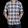 Stenströms Shirts | Blue Checked Cotton Flannel Slimline Shirt