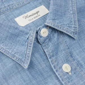 Tela Genova Shirts | Blue Cotton Chambray Emilio Shirt