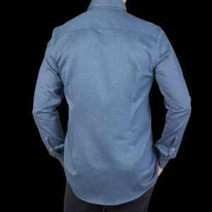 Stenströms Shirts | Blue Cotton Flannel Slimline Bd Shirt