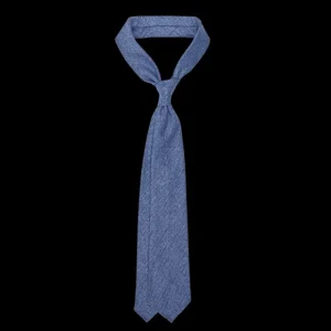Dreaming Of Monday Ties | Blue Herringbone 7-Fold Cashmere Tie