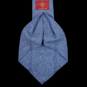 Dreaming Of Monday Ties | Blue Herringbone 7-Fold Cashmere Tie