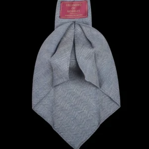 Dreaming Of Monday Ties | Blue Herringbone 7-Fold Irish Linen Tie