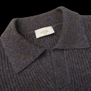 Altea Knitwear | Blue Melange Wool Cashmere Ls Polo