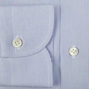 Mazzarelli Shirts | Blue Micro-Striped Cotton Bd Slim Shirt