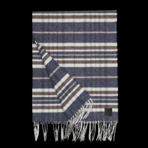 Amanda Christensen Scarves | Blue Off-White Checked Merino Wool Scarf