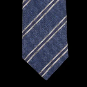 Silvio Fiorello Ties | Blue Striped Silk Cotton Wool Tie