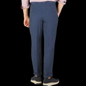 Hiltl Trousers | Blue Washed Linen Regular Fit Chinos