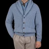 William Lockie Knitwear | Blue Waves Lambswool Shawl Collar Cardigan