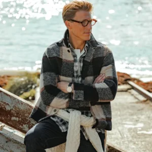 Tintoria Mattei Coats & Jackets | Blue Wool Checked Plaid Overshirt