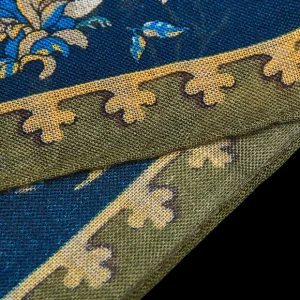 Drake's Scarves | Blue Wool Silk Unicorn Print Scarf