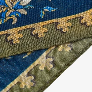 Drake's Scarves | Blue Wool Silk Unicorn Print Scarf