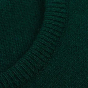 William Lockie Knitwear | Bottle Green Crew Neck Cashmere Sweater