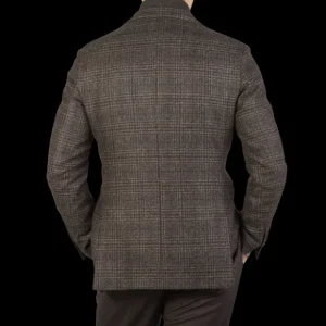 Luigi Bianchi Blazers | Brown Black Checked Wool Hybrid Blazer