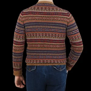 William Lockie Sweaters | Brown Fair Isle Crew Neck Lambswool Sweater