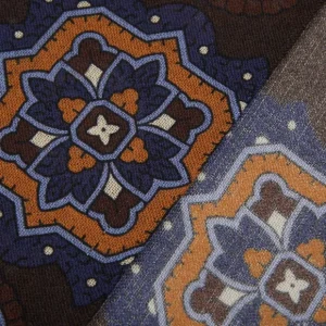 Amanda Christensen Scarves | Brown Geometrical Printed Wool Scarf
