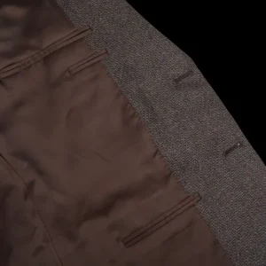 Canali Blazers | Brown Grey Zig Zag Wool Drop 6 Blazer