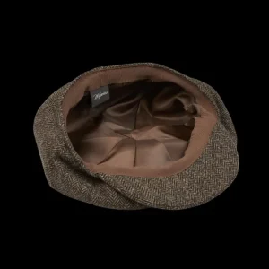 Wigéns Hats | Brown Herringbone Wool Tweed Baker Boy Cap