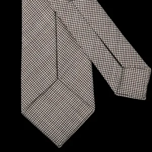 Dreaming Of Monday Ties | Brown Houndstooth 7-Fold High Twist Wool Tie