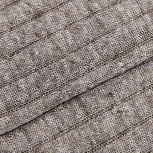 Bresciani Socks | Brown Melange Ribbed Linen Socks