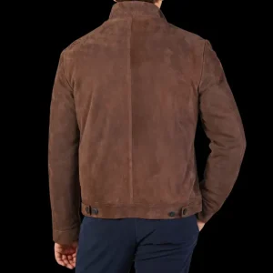 Maurizio Baldassari Outerwear | Brown Suede Leather Zip Blouson