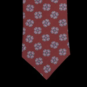 Silvio Fiorello Ties | Burgundy Medallion Printed Satin Silk Tie