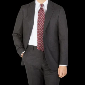 Silvio Fiorello Ties | Burgundy Medallion Printed Satin Silk Tie