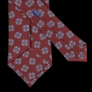 Silvio Fiorello Ties | Burgundy Medallion Printed Satin Silk Tie
