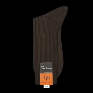 Doré Doré Socks | Cafe Brown Cotton Fil D'Ecosse Ribbed Socks
