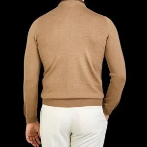 Gran Sasso Knitwear | Camel Beige Extra Fine Merino Crew Neck