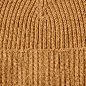 Johnstons Of Elgin Beanies | Camel Ribbed Cashmere Beanie